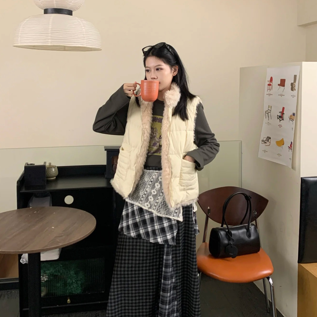【刘噗噗】小卷毛～高品kk 正反两穿羊羔绒毛毛马甲 77071