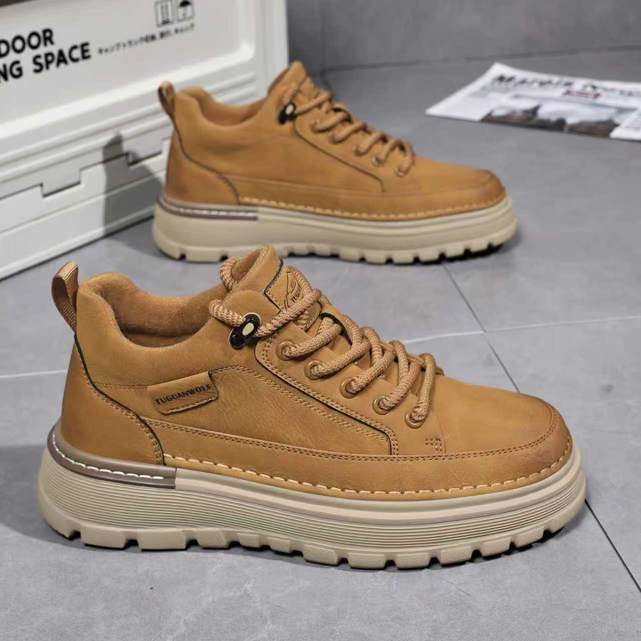 秋冬季新款男鞋厚底增高运动鞋轻便百搭休闲阿甘鞋潮流时尚板鞋男