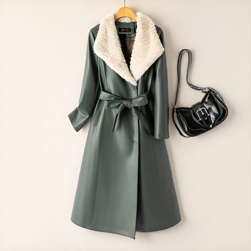 2025秋冬新款海宁真皮羽绒服女中长款韩版收腰皮草绵羊皮皮衣外套