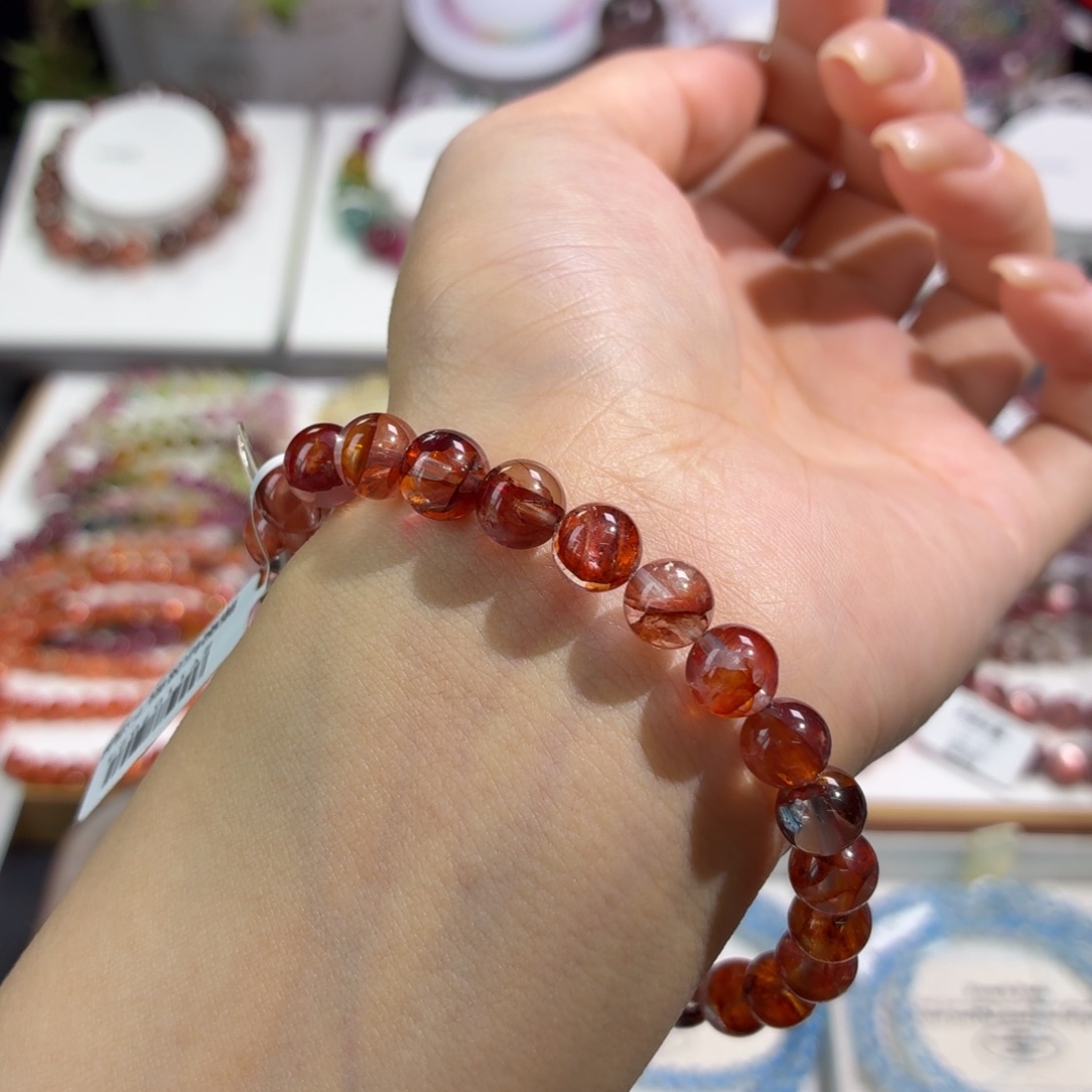 水晶手串未镶嵌红胶花7+