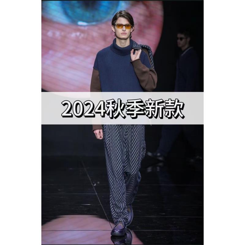 2024秋冬新款简约提花刺绣时尚百搭圆领加厚毛衣潮流休闲【义】1099