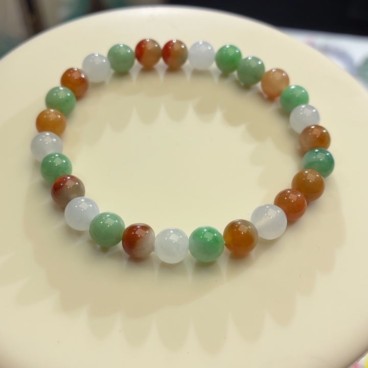 翡翠未镶嵌手链冰胶多宝卡7