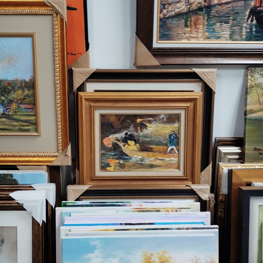 带灯款方*纯手绘油画带框