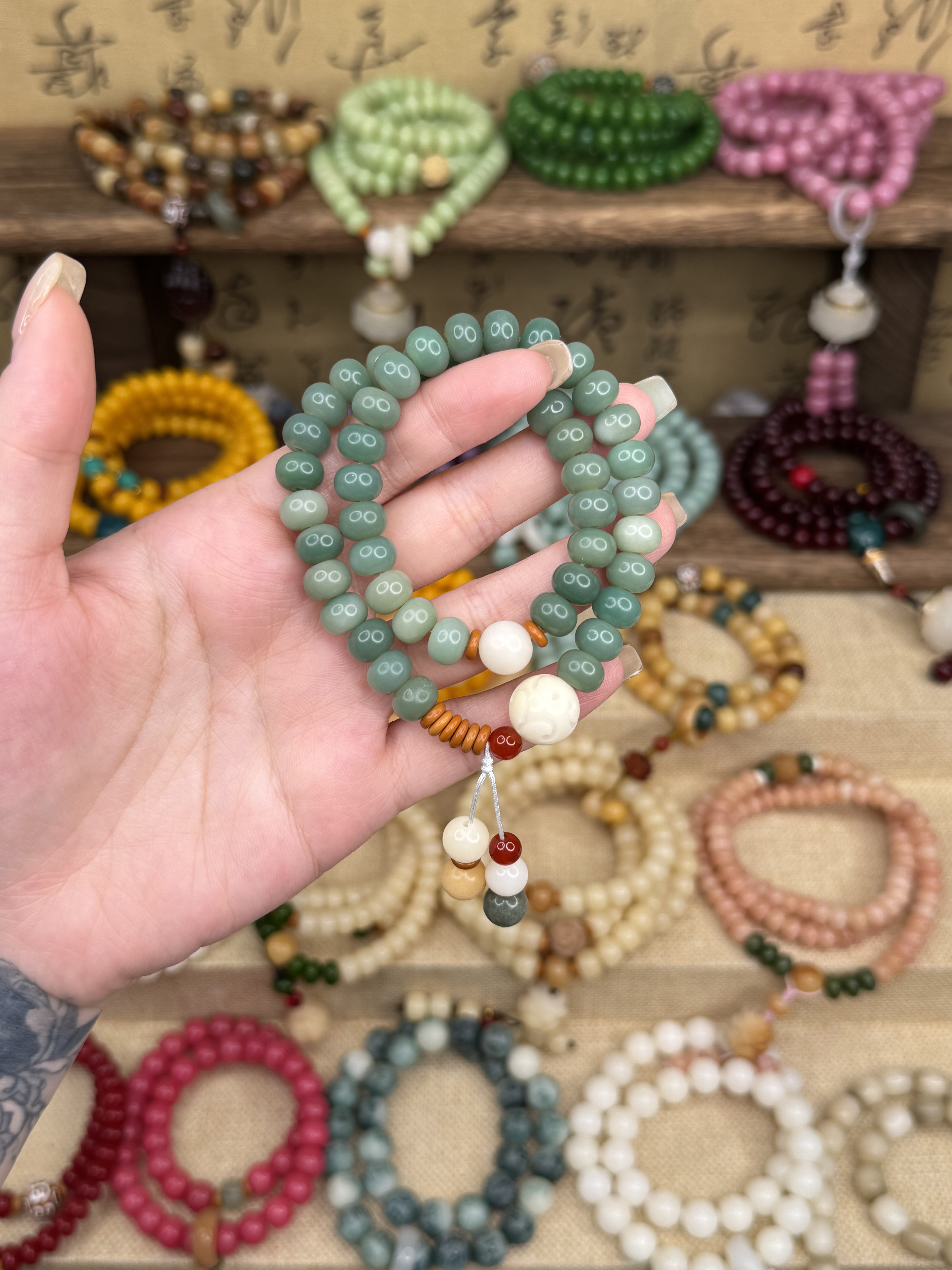 【飘花双圈】原生态菩提卡7*9吊坠46颗菩提