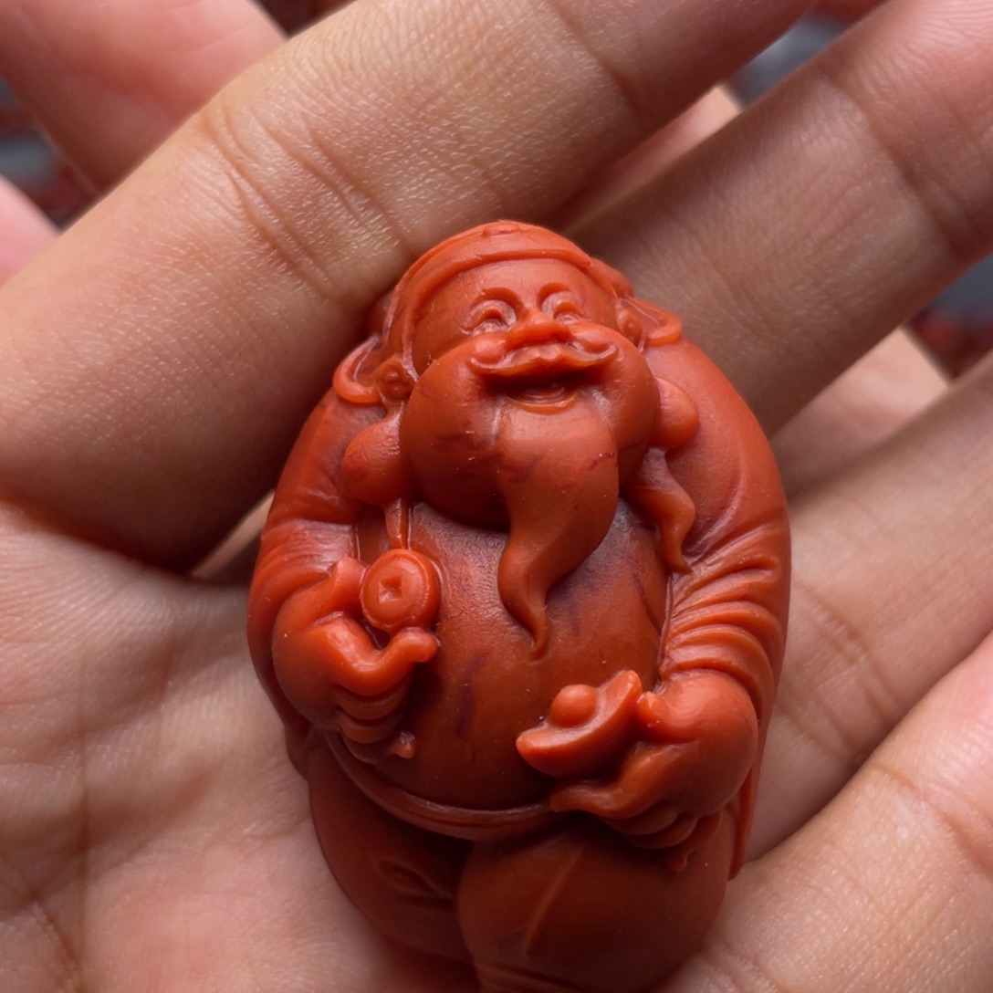 南红玛瑙未镶嵌珠宝奇石财神爷吊坠