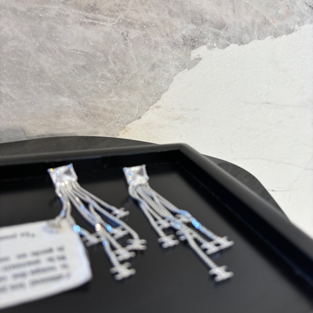 铜合金仿水晶耳饰 铜合金合成锆石耳饰 多双c凯流苏耳环EH3205