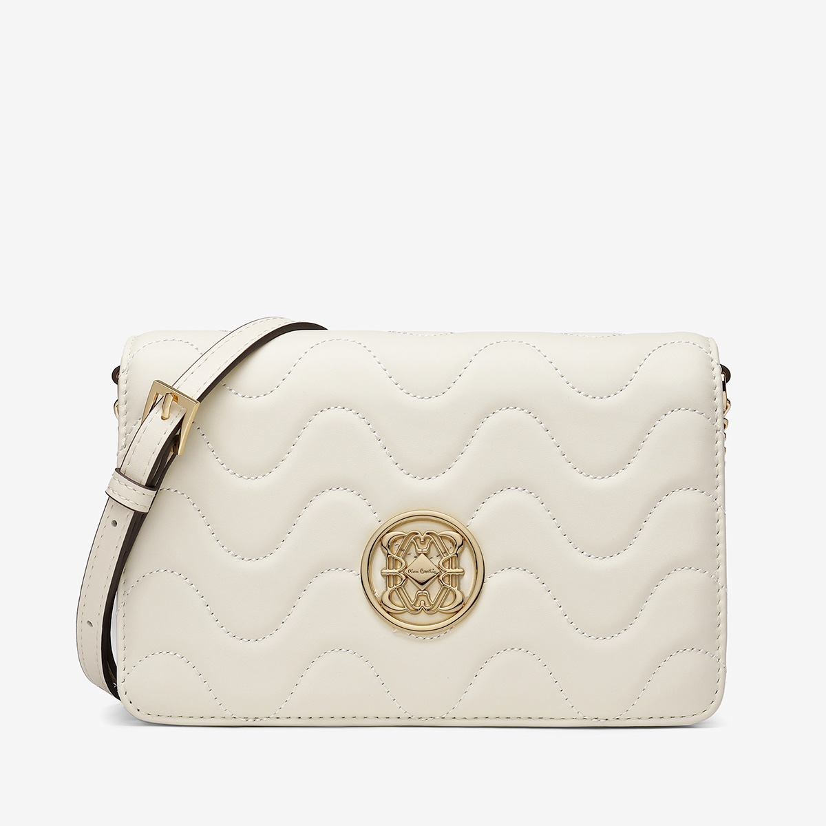 皮尔卡丹简约风翻盖式单肩包经典菱格简约女士斜挎包