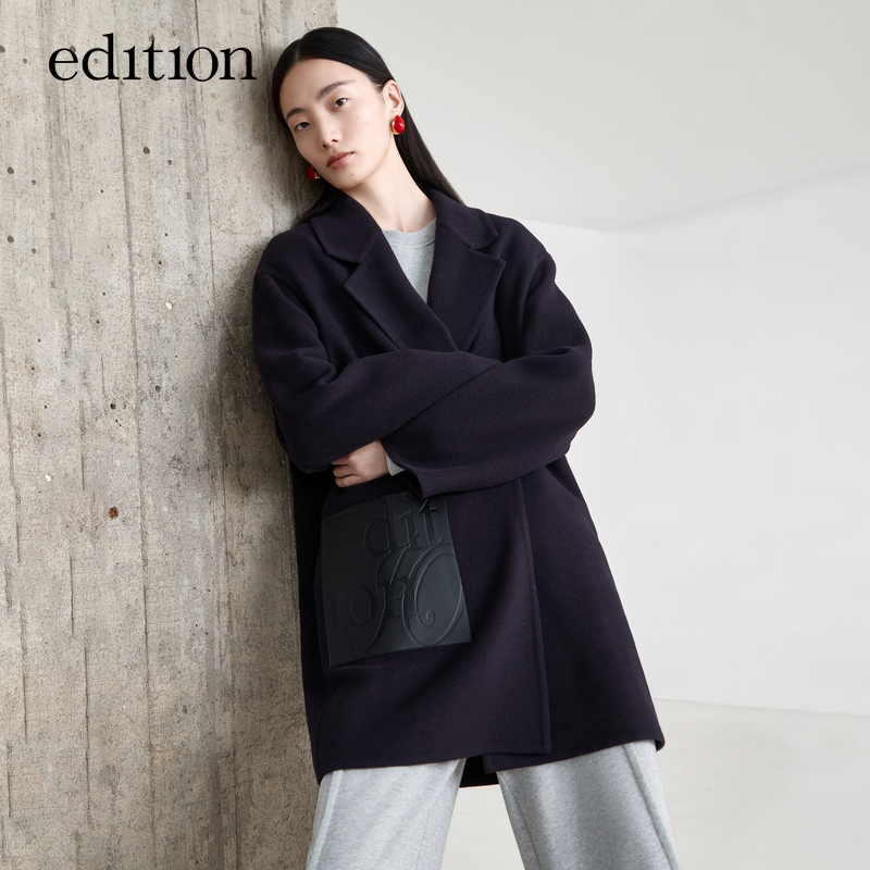 【达人专属】edition时尚气质保暖双面呢大衣中长外套#EBB4COTT11
