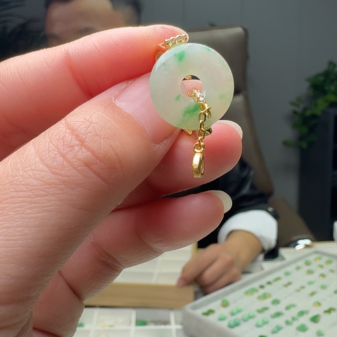 翡翠银S925镶嵌戒指天然