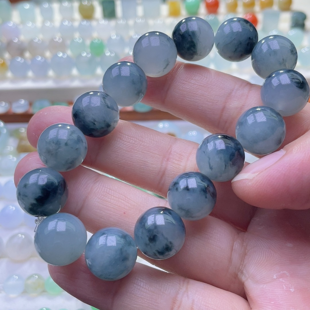 天然缅甸A货翡翠手串卡13mm