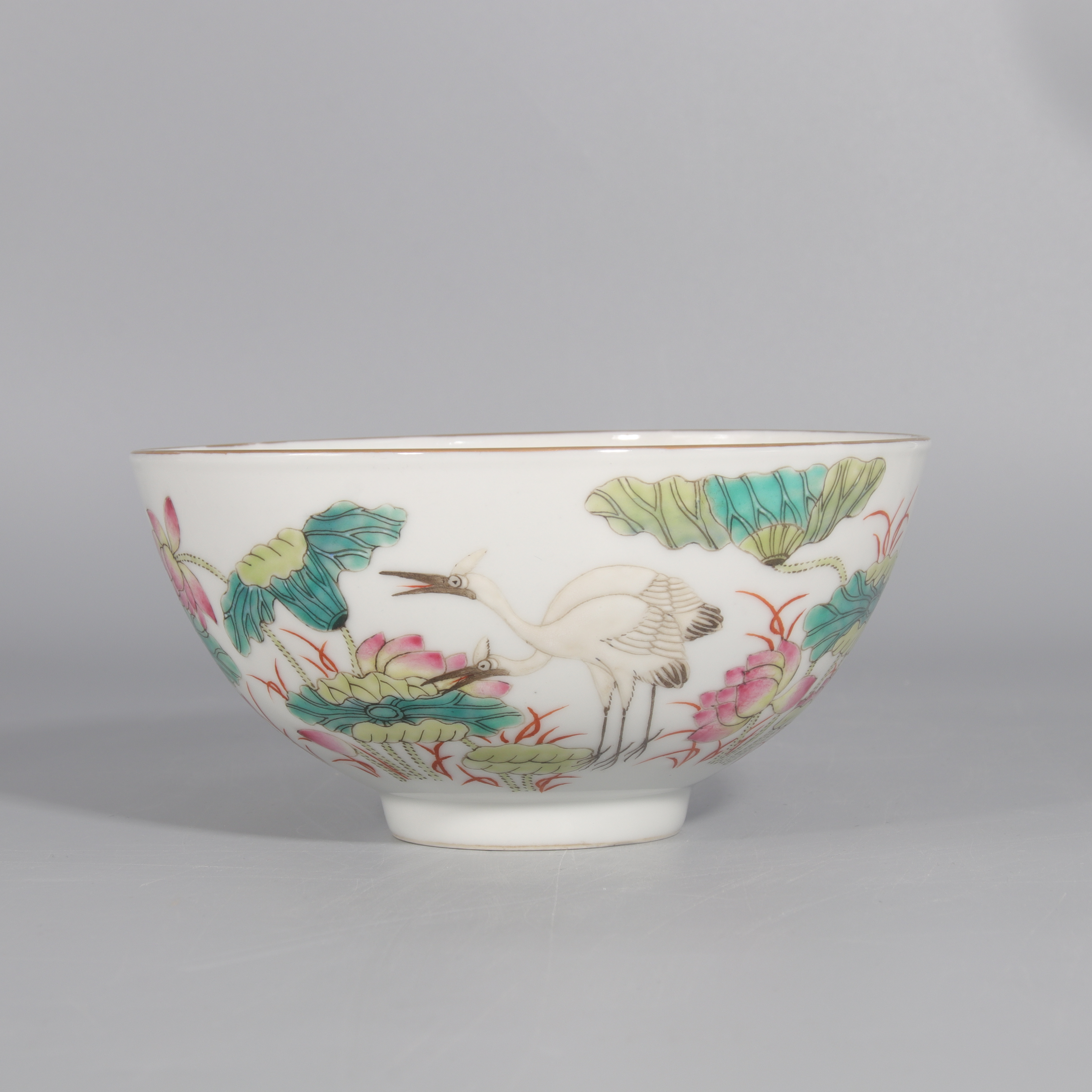  粉彩花鸟纹碗     H501-016