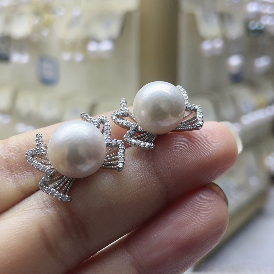 淡水珍珠耳饰银S925镶嵌