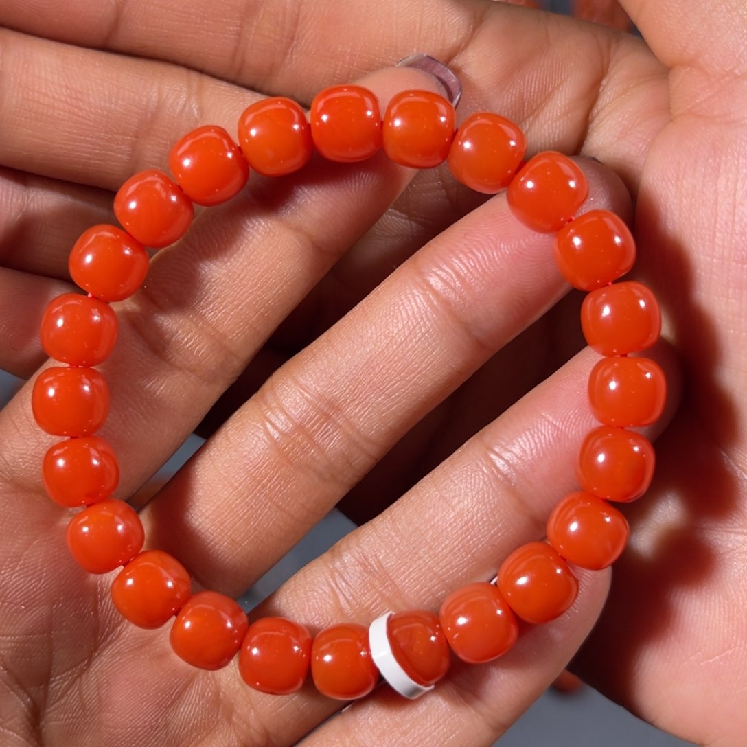 南红玛瑙滴水洞老形单圈8未镶嵌