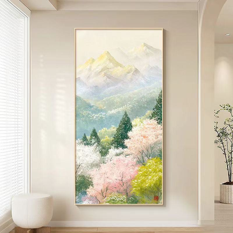 【春明景和】砂岩材质客厅装饰画中式玄关高级感走廊挂画客餐厅壁画
