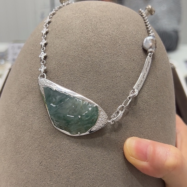 颈饰银S925镶嵌海水珍珠毛*茸