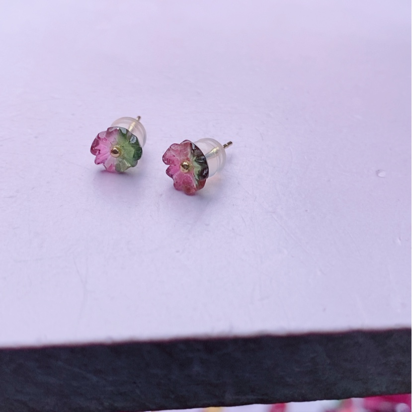 【闪购商品】碧玺耳饰18K金镶嵌碧玺耳饰