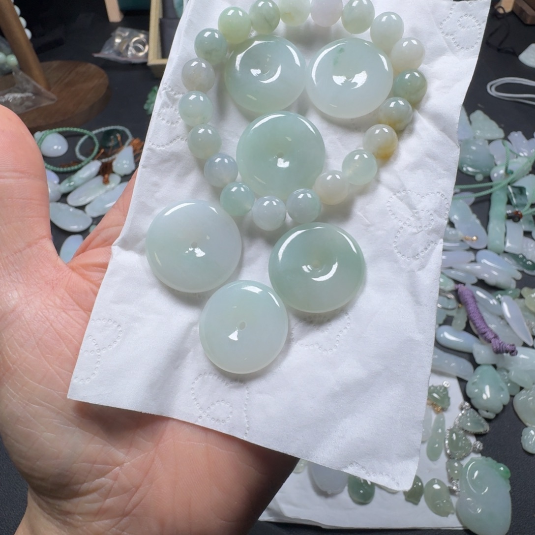 遗***真翡翠未镶嵌吊坠(赠链)天然缅甸A货翡翠平安扣吊坠