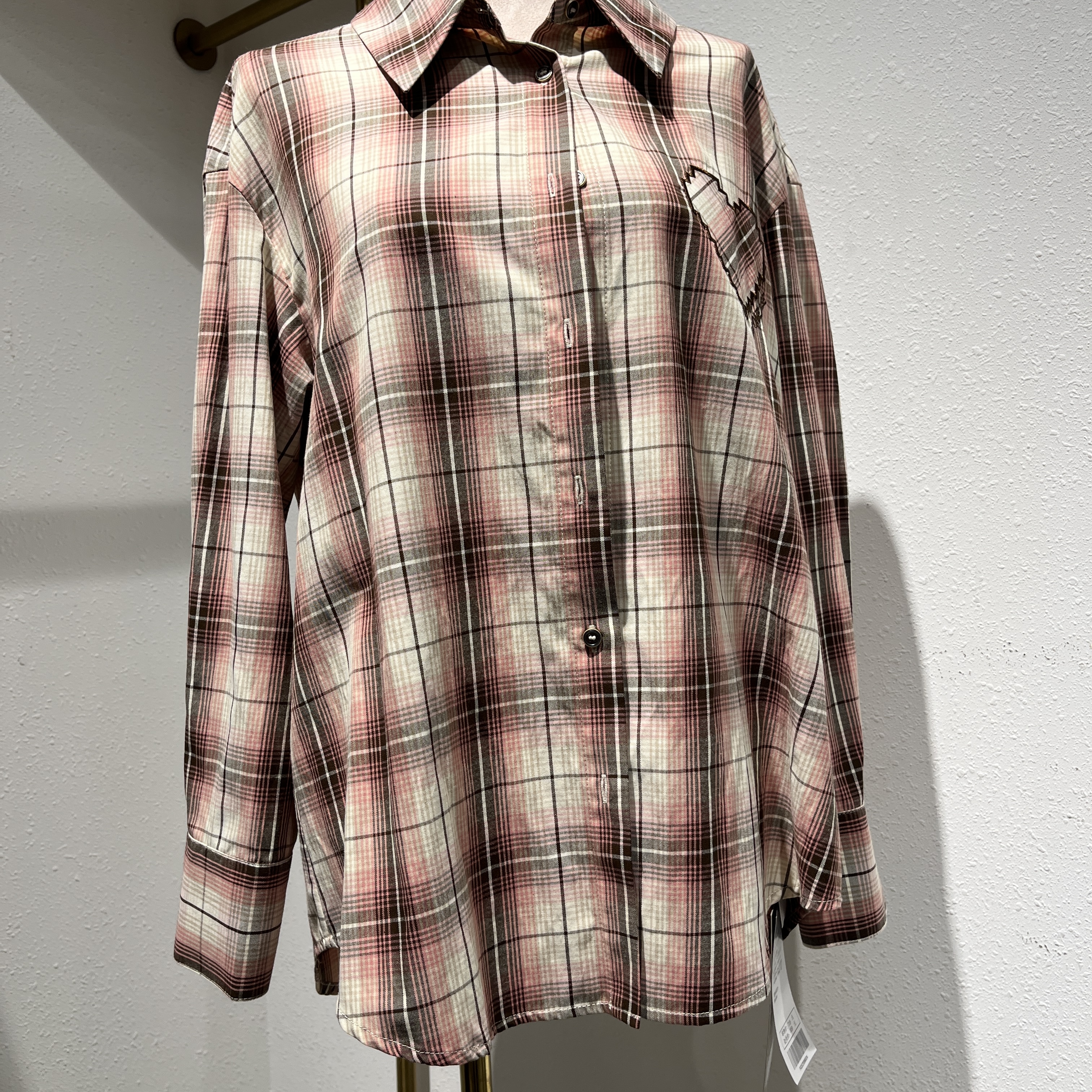 粉格衬衣（212）时尚长袖秋冬纯棉设计感高品质