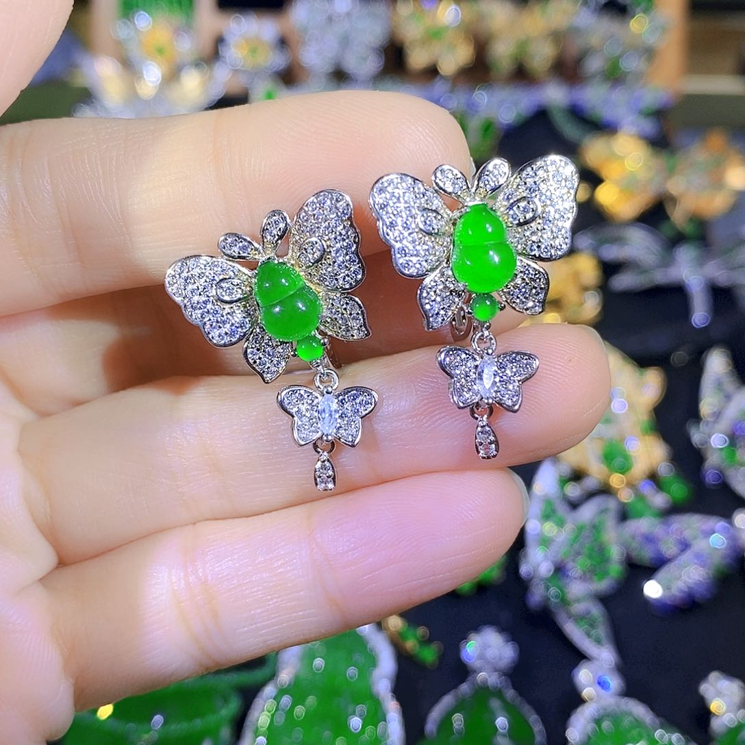 吊坠(不含链)银S925镶嵌翡翠