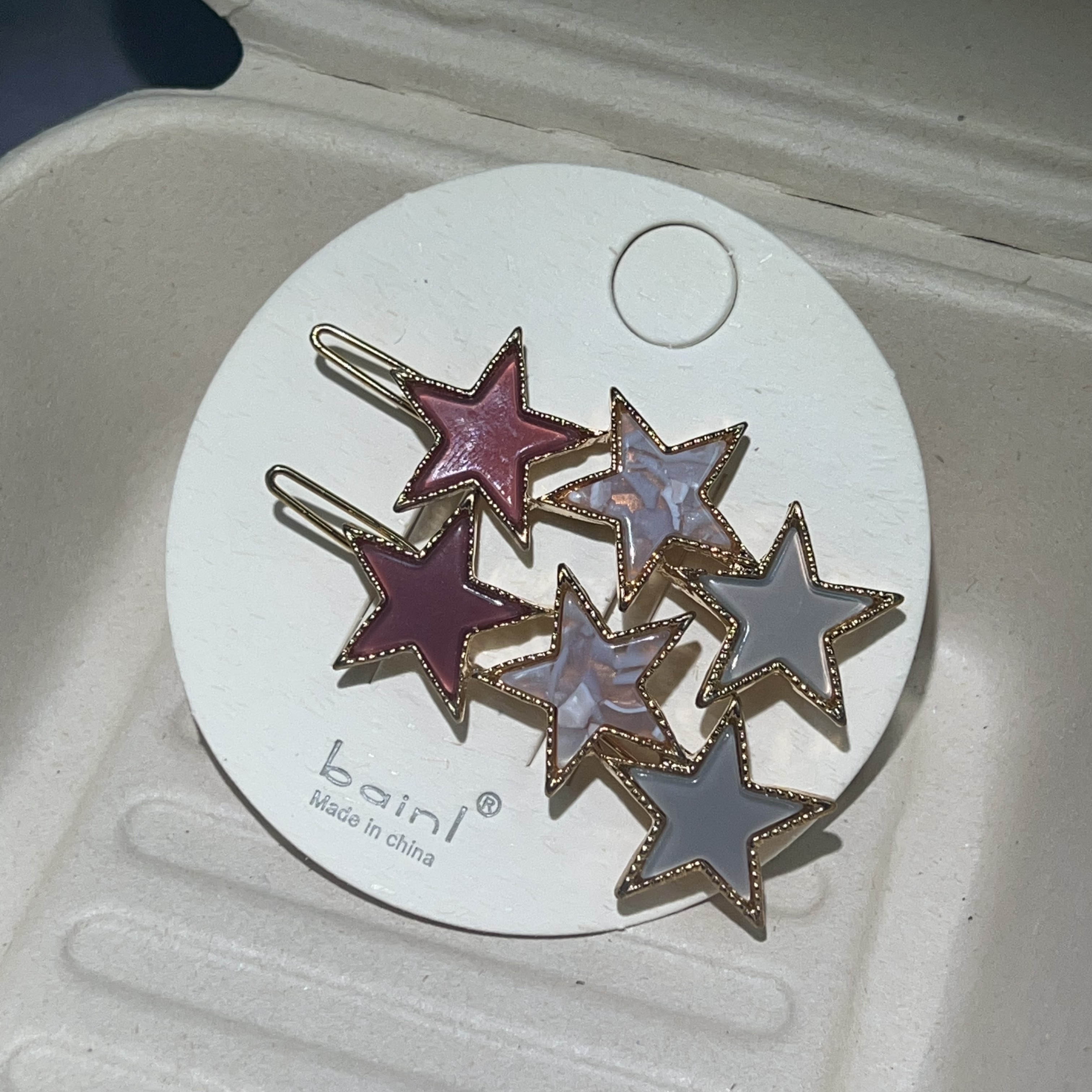 【颖彩家】K320星星青蛙扣对夹发饰边夹一对