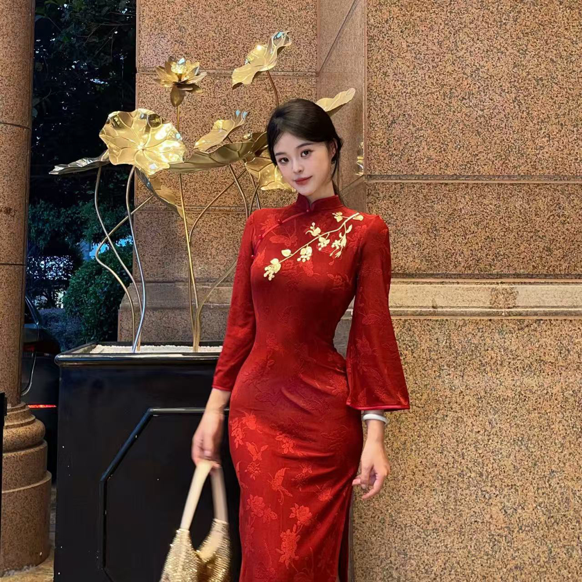 梵听｜如愿迎秋季上新款弹力提花中国风改良日常旗袍 衣长125