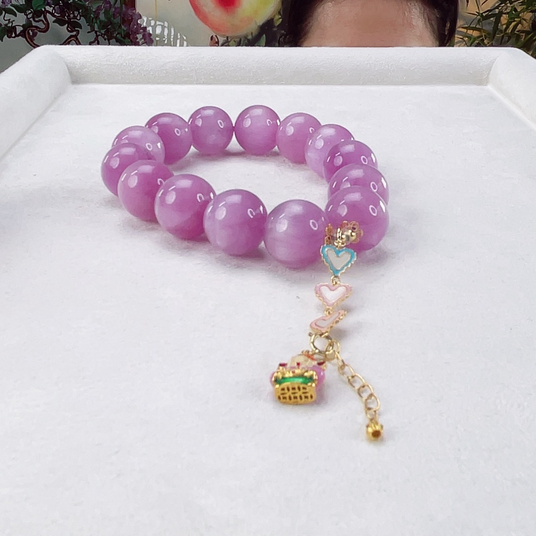 辉石手链18K金镶嵌紫锂辉13.9