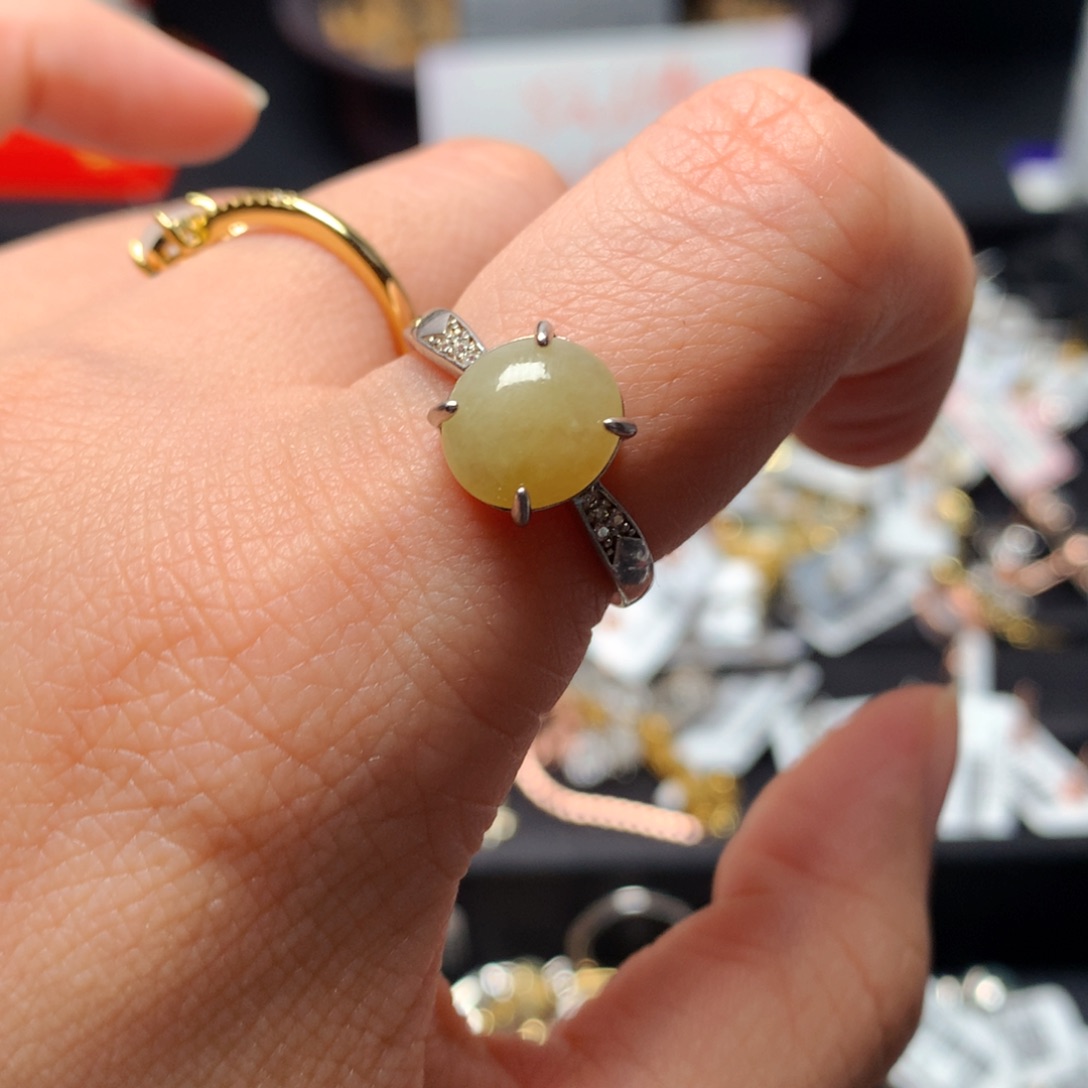 翡翠戒指银S925镶嵌吊坠