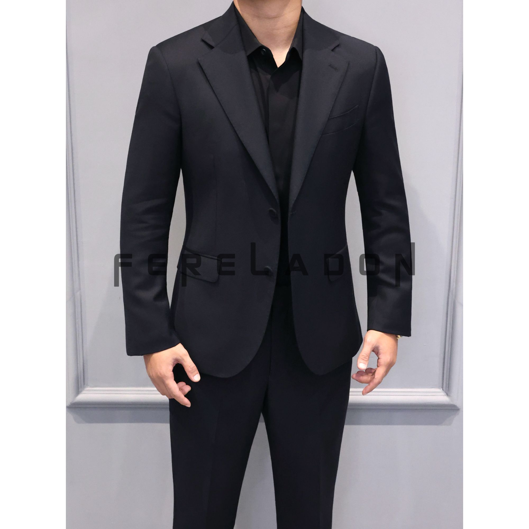 【迪/包扣100全精纺羊毛/120支】秋季平驳领双开叉休闲西服+820901
