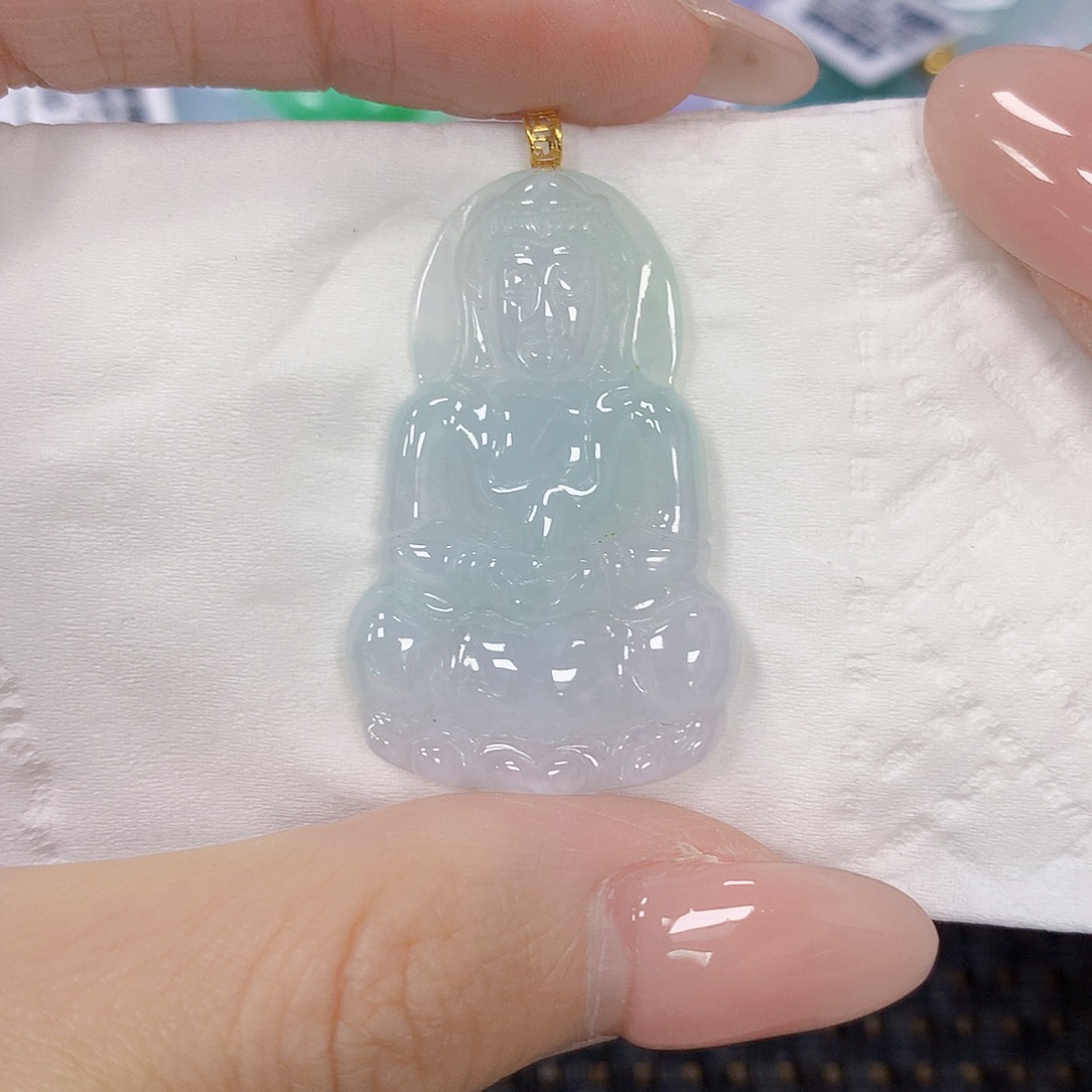 翡翠18K金镶嵌颈饰天然翡翠a货 百元以上9米证书费自理