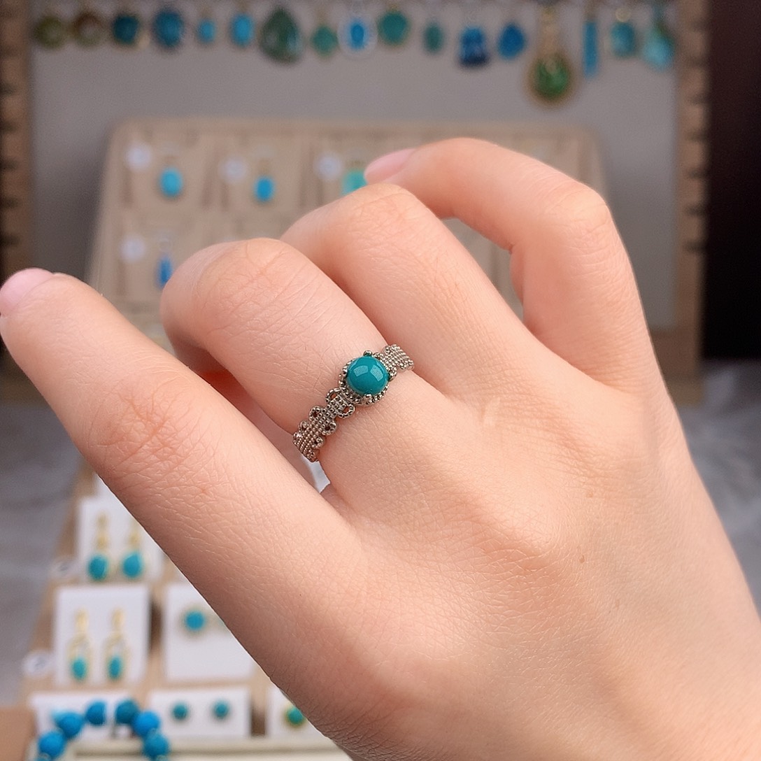 绿松石戒指银S925镶嵌