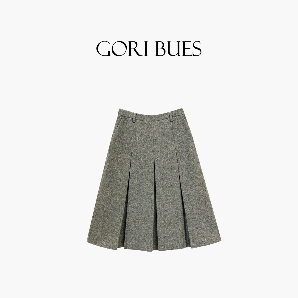 “摩登话语权”色织英伦高腰羊毛A字百褶毛呢半身裙女G25AF55602