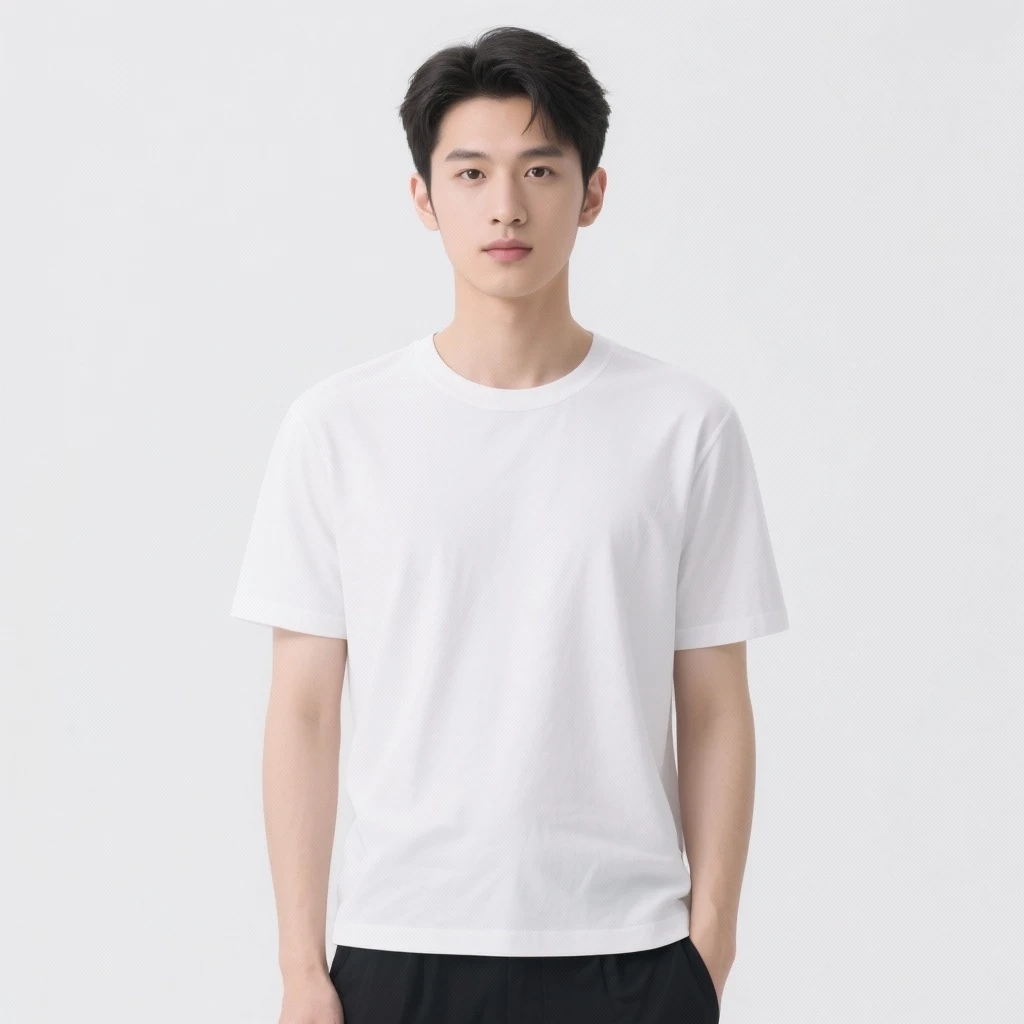 夏季简约纯棉圆领短袖T恤男女同款舒适打底衫