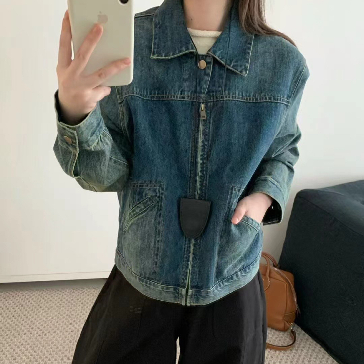 HOHO家209-399（拍链接）夏季牛仔2025新款No退No换外套小酒窝短款