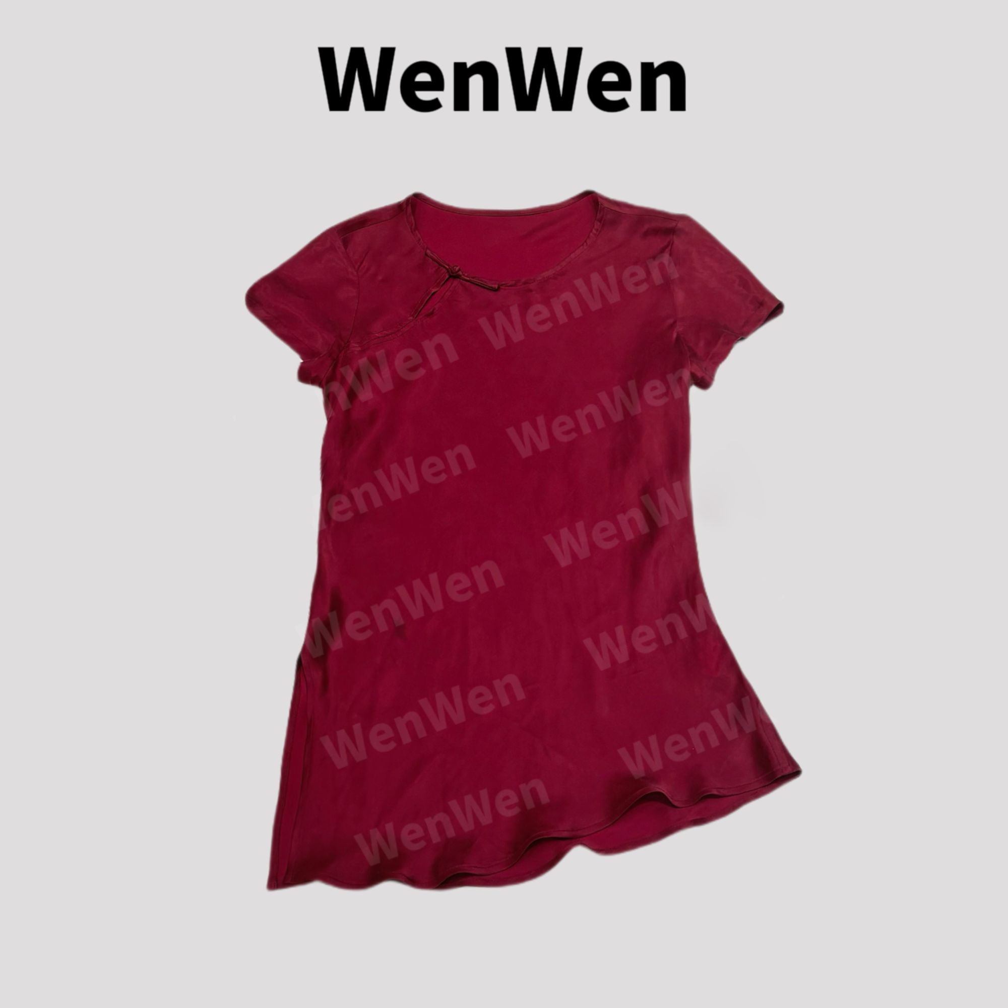 WENWEN-高定【夏季铜氨丝舒适手捏玫瑰花百搭T恤】SY0512