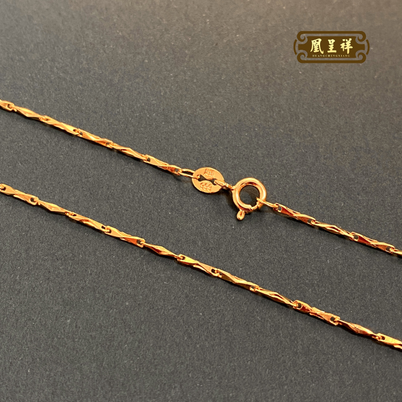 链子足银 999金色元宝链女1.3mm手工简约时尚纯银素链送女生礼物