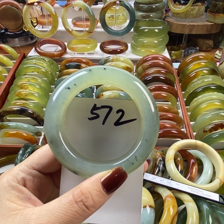 蛇纹石玉未镶嵌手镯54.5灰冰