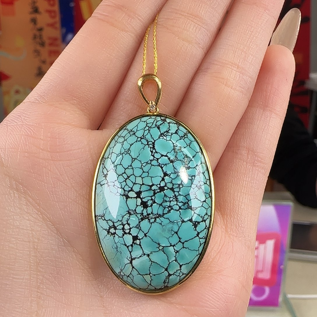 绿松石18K金镶嵌珠宝奇石