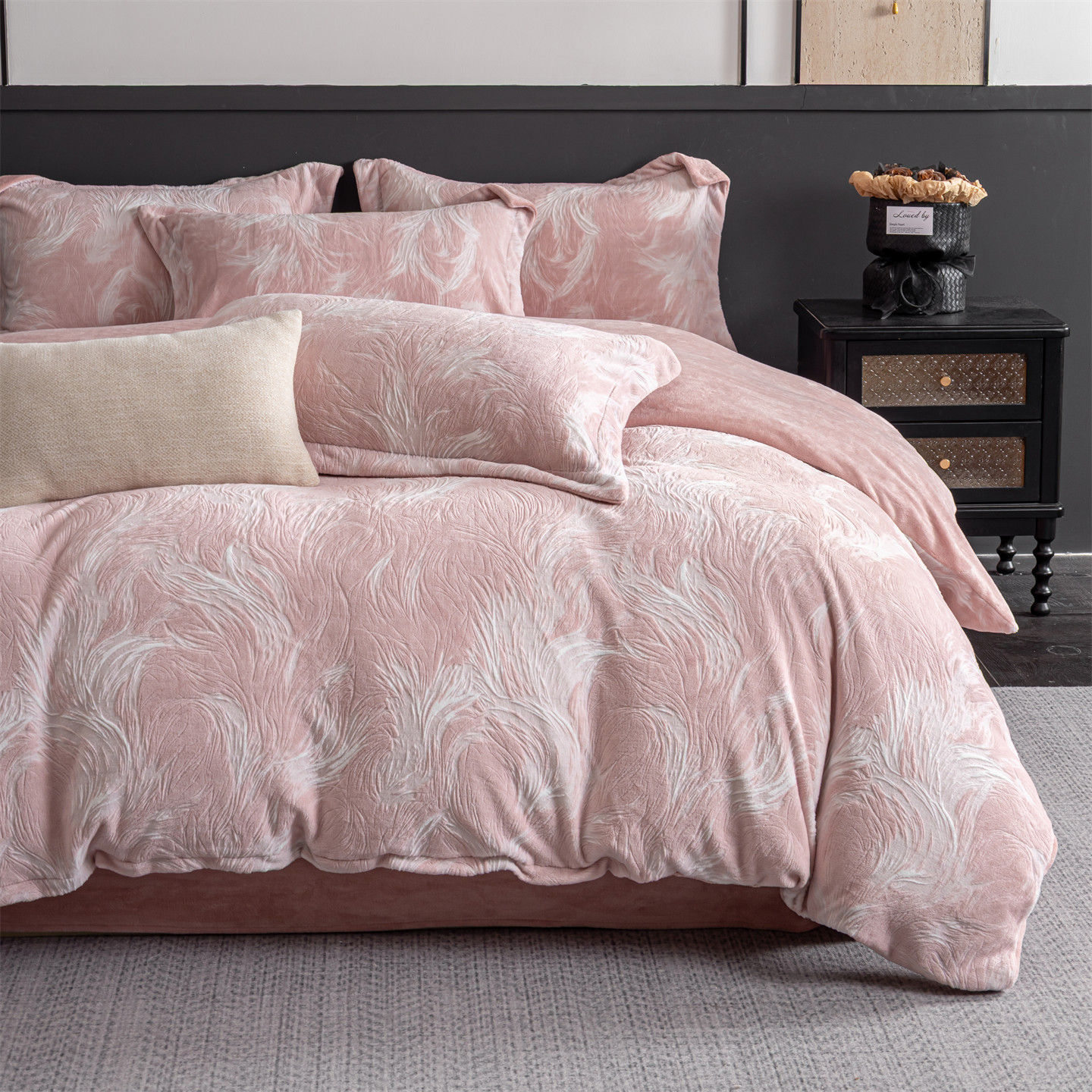 新款冬季加绒保暖立体雕花牛奶绒四件套加厚床单被套可机洗三件套