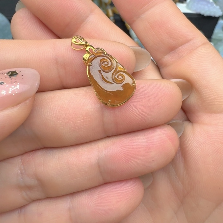 纯***翡翠18K金镶嵌吊坠(不含链)