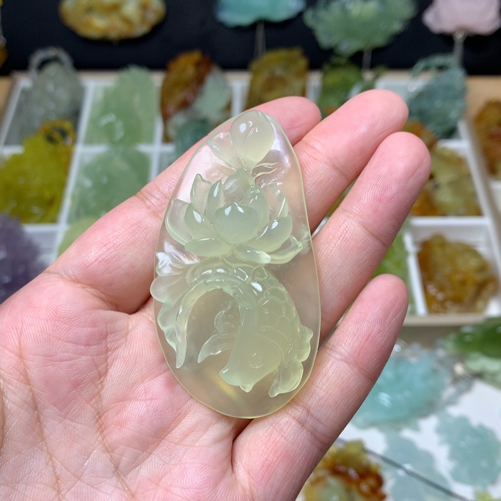 蛇纹石玉合金吊坠(不含链)