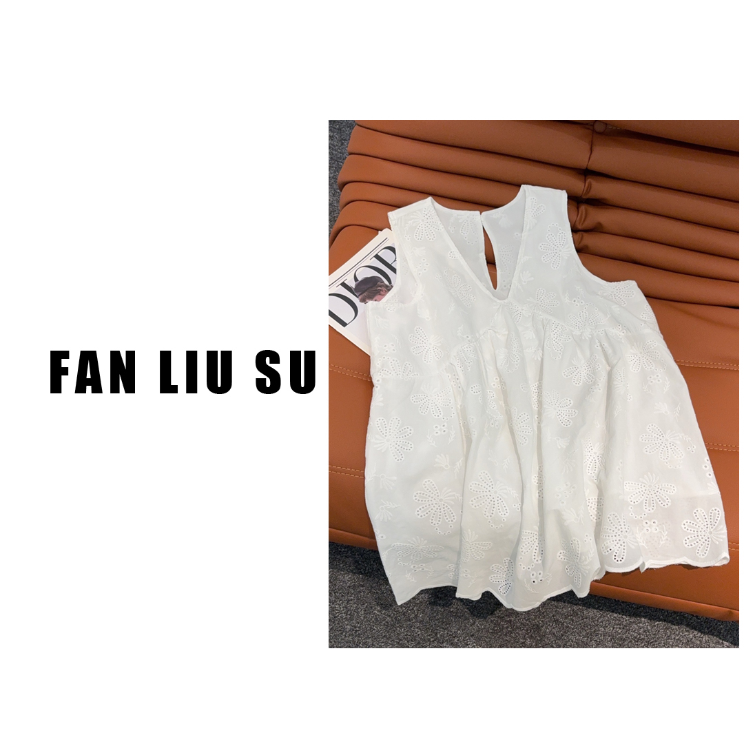 重工钩花镂空蕾丝无袖上衣背心小衫2025新款女士夏季