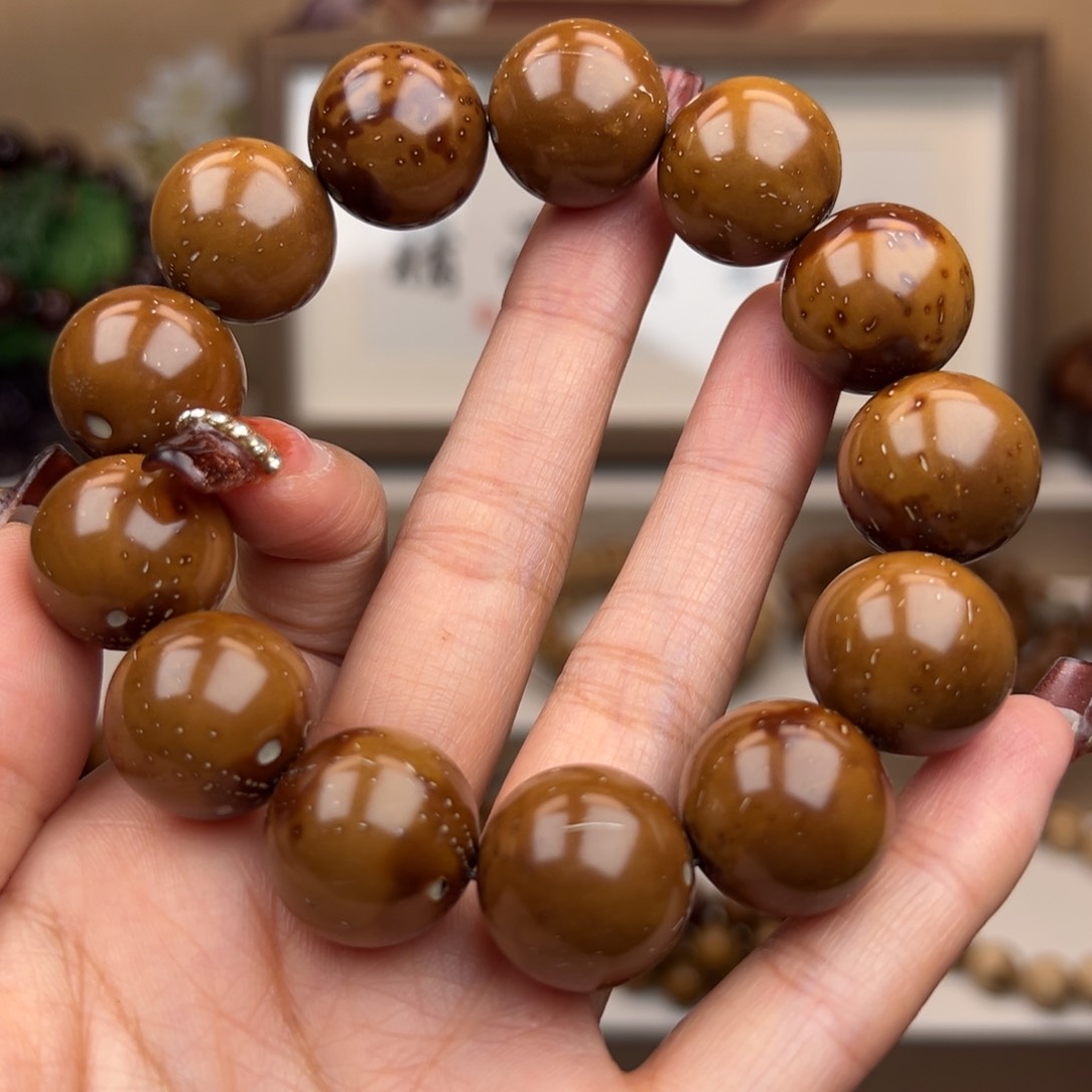 紫金鼠手串卡18半实心光珠