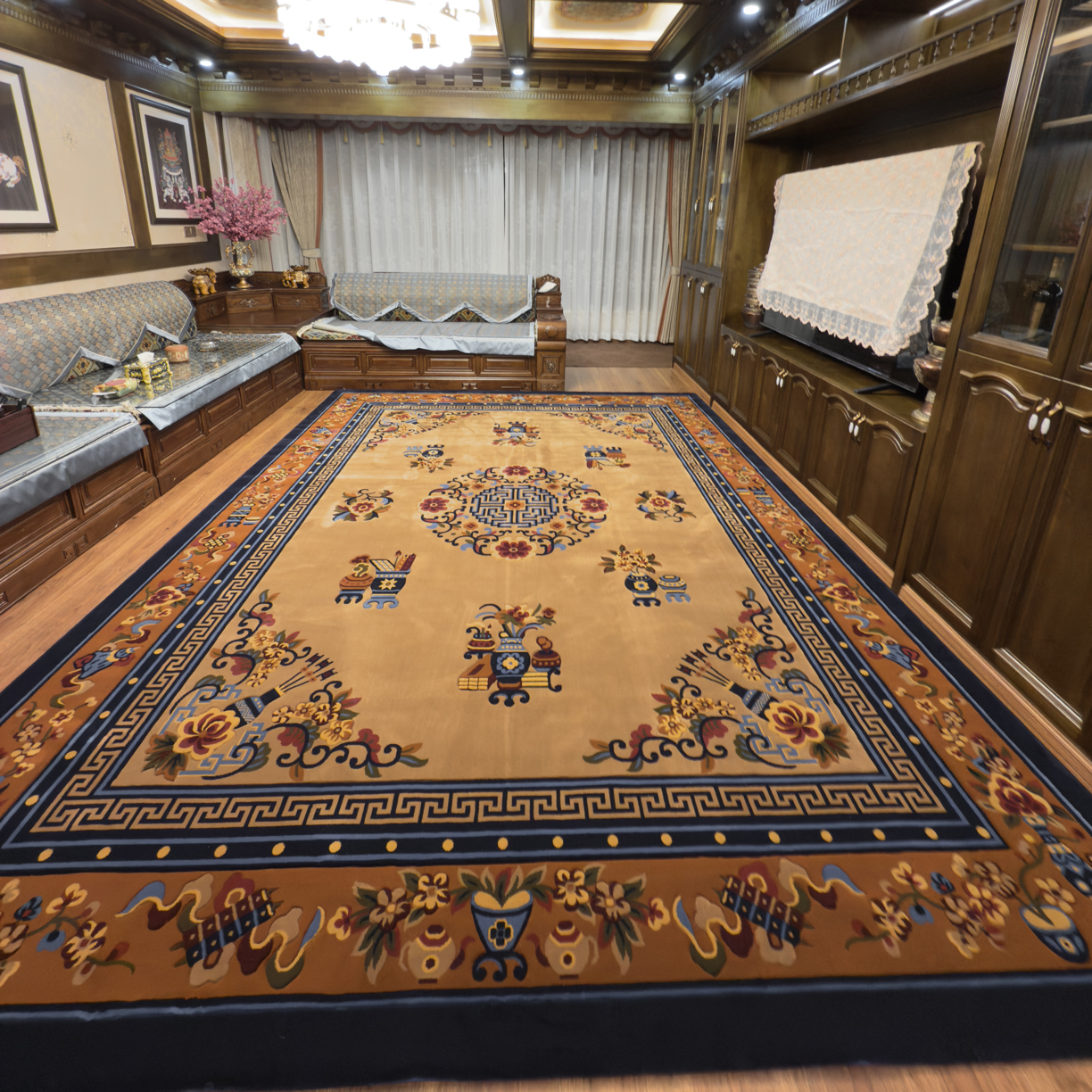 家用藏式仿羊绒客厅地毯拉萨发货