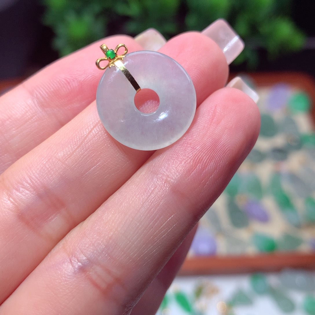 翡翠18K金镶嵌吊坠(不含链)