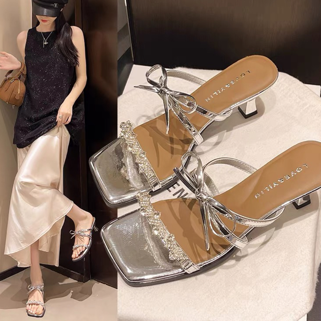 8965时尚百搭休闲气质优雅高跟凉拖鞋