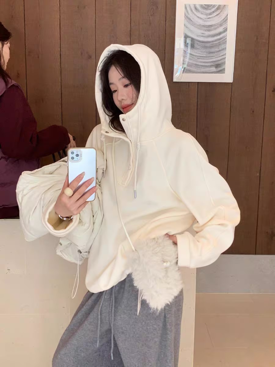 2510韩系简约百搭休闲连帽长袖卫衣  