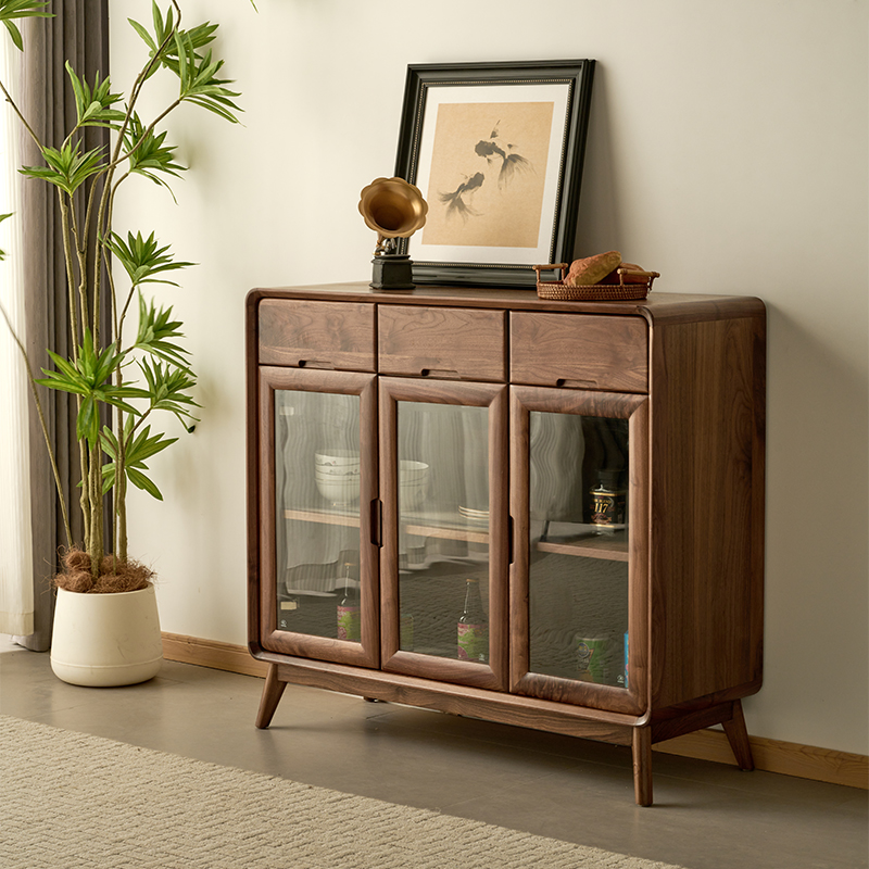 慕作 北美黑胡桃木餐边柜餐厅储物柜