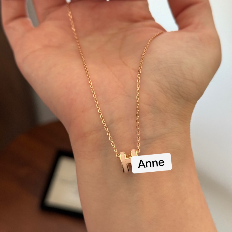 铜合金项链 轻奢粉色迷你H字母时尚项链【X634】