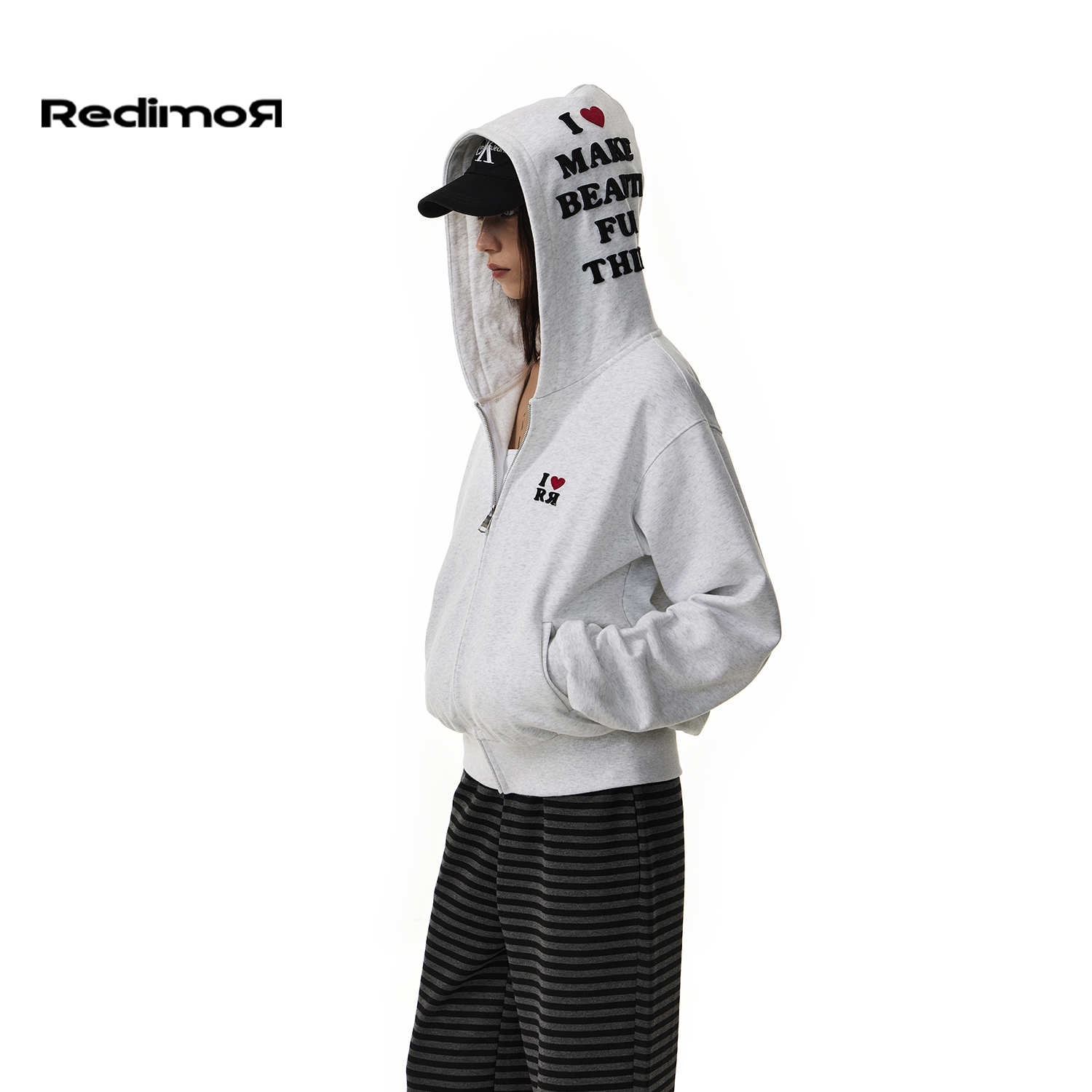 【REDIMOR】清仓 美式复古短款连帽卫衣女开衫上衣外套253RZ1285