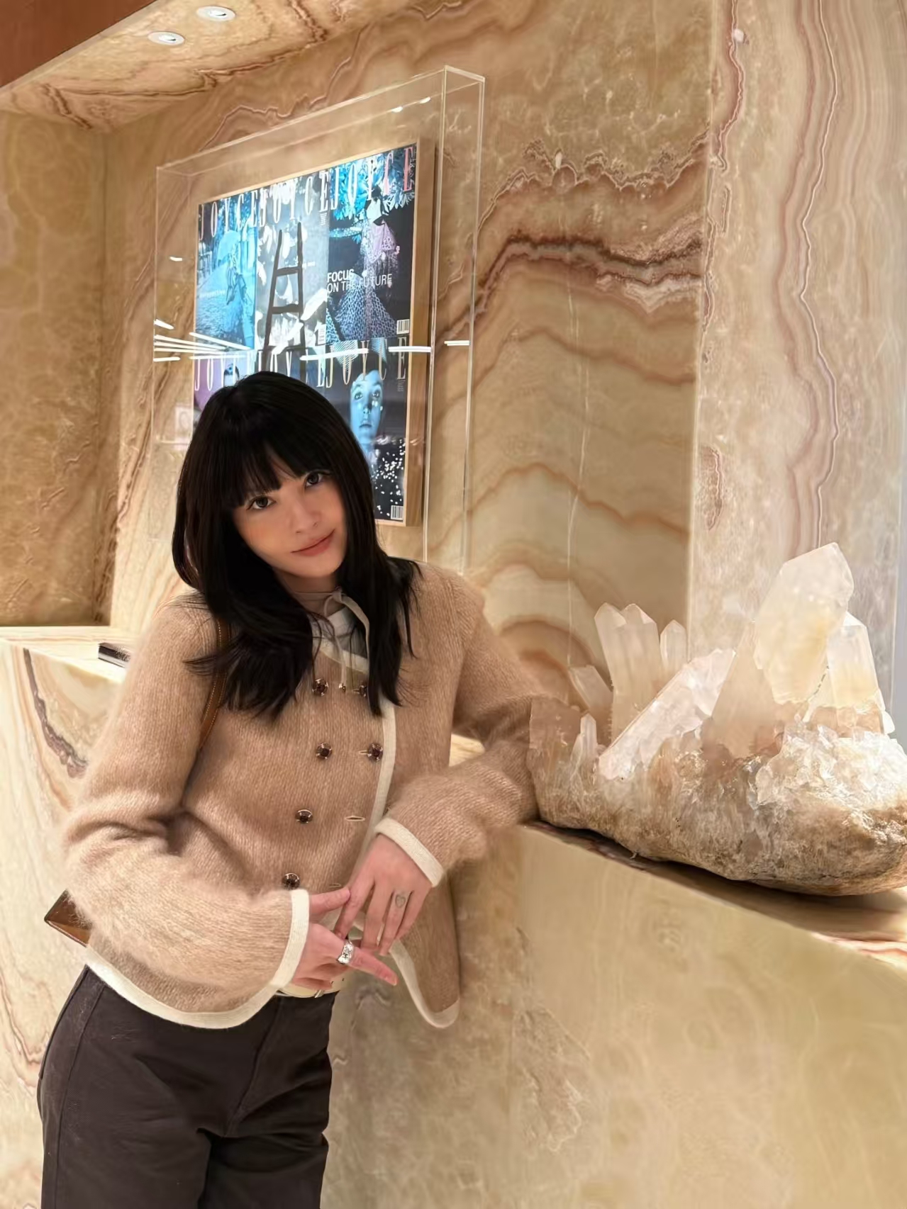 【CC】香家新款马海卡其色外套